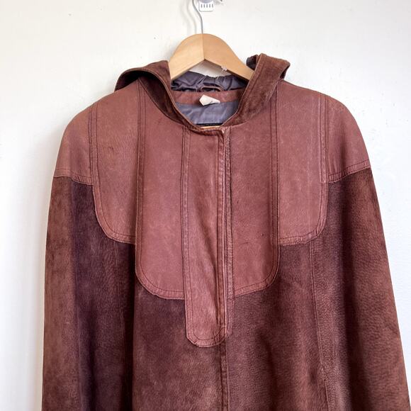 Vintage Suede Renaissance Womens Cape Cloak Size O/S Brown Western Boho Hooded - Picture 4 of 13
